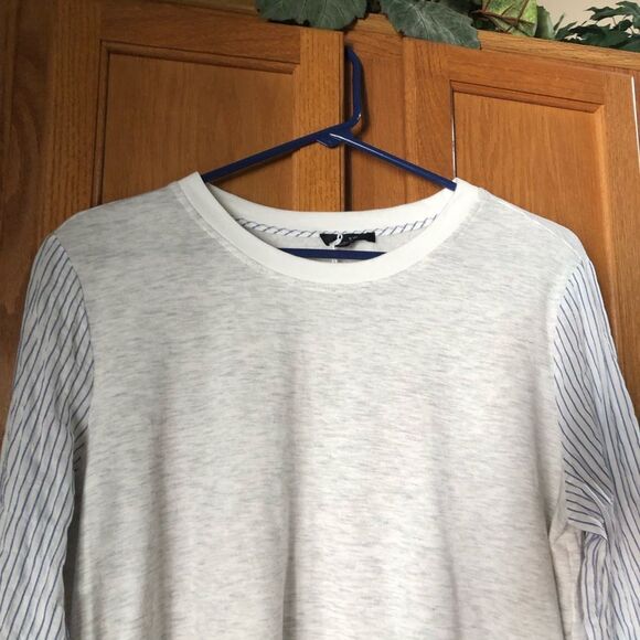 J Crew Scoop Neck Heather Nautical Striped Combo Pullover Sweatshirt - M - Picture 2 of 11